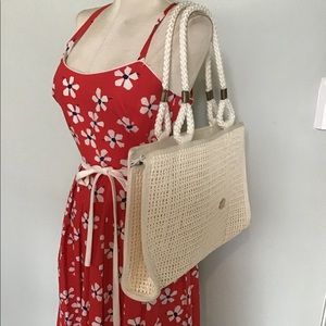 Vintage Castelli white Straw Purse Italy